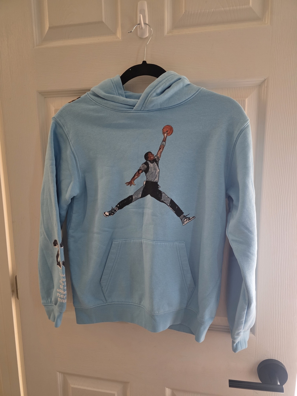 Jordan Light Blue Hoodie with Basketball Jumpman Graphic